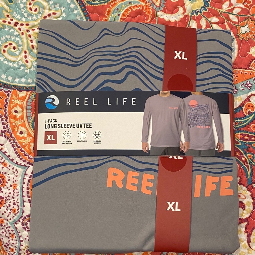 Reel life XL Gray Long Sleeve UV Tee